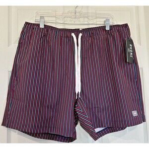 Rhone Water Repel Swim Trunks Shorts Bathing Suit Men's XL Blue Red White Stripe